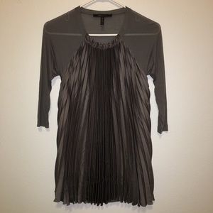 BCBG MaxAzria Grey Pleated Silky Top XXS